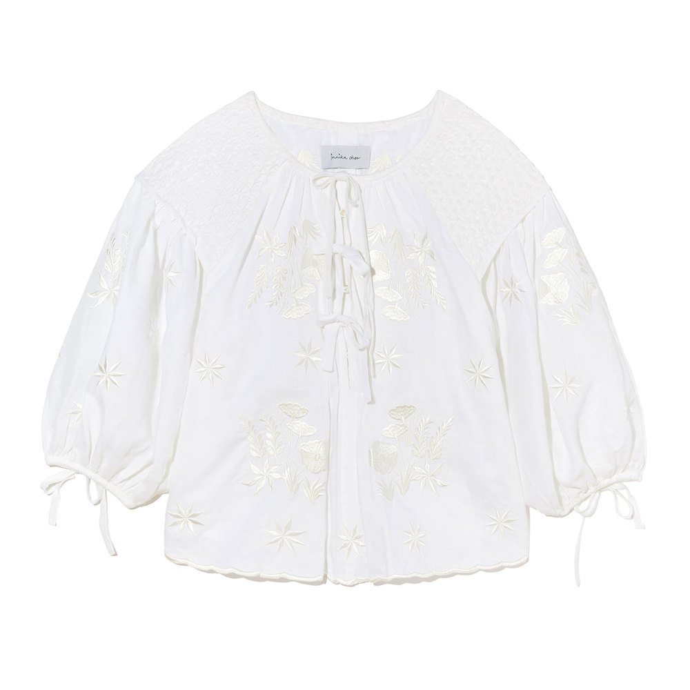 embroidered smock top