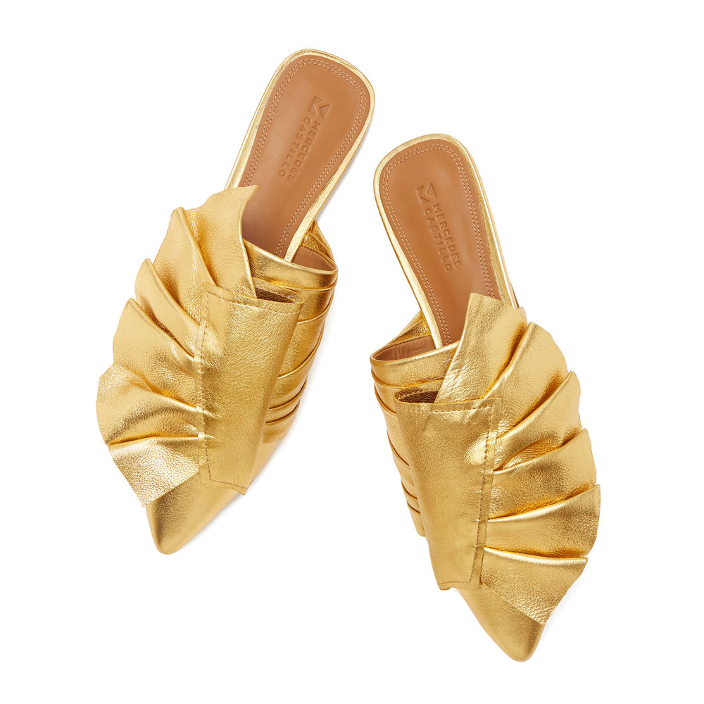 mercedes castillo gold sandals