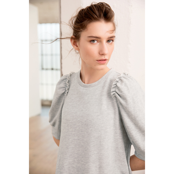 grey puff sleeve sweatshirt