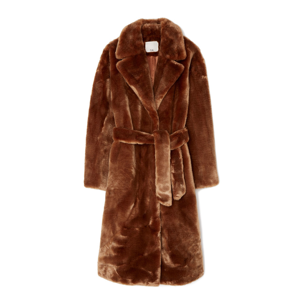 tibi orange faux fur coat