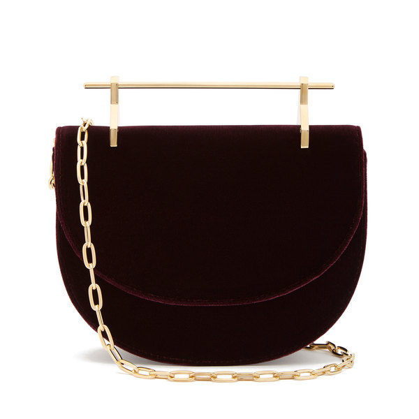 maroon velvet bag