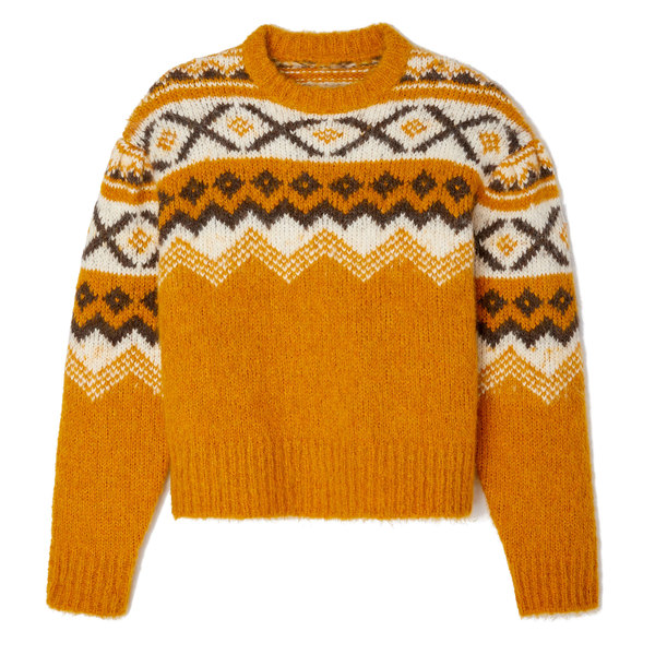 Sea Fair Isle Shirred-Sleeve Sweater