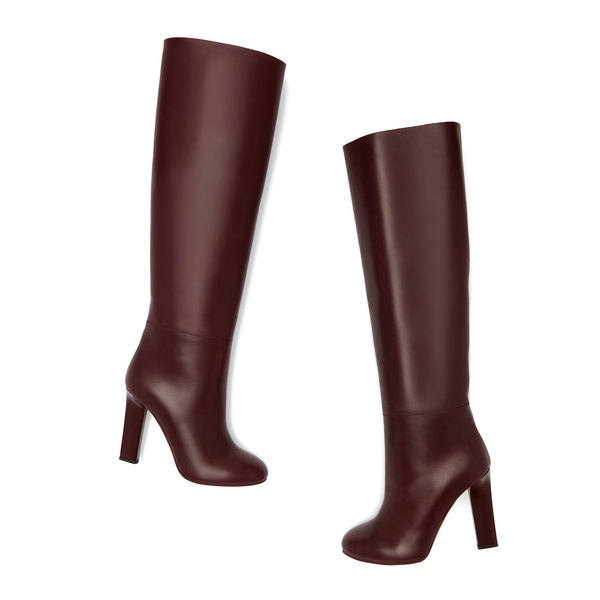 knee high burgundy leather boots