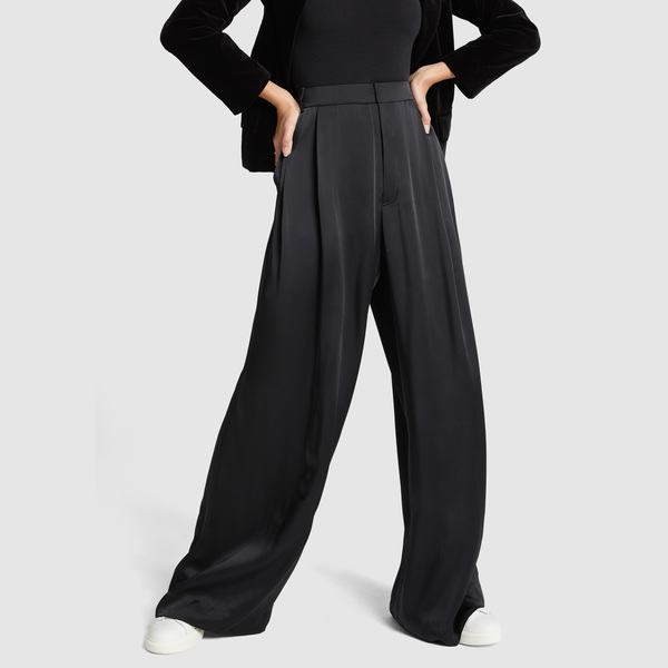 black satin trousers