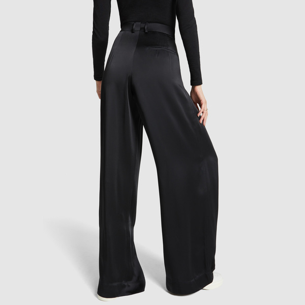 satin trousers black