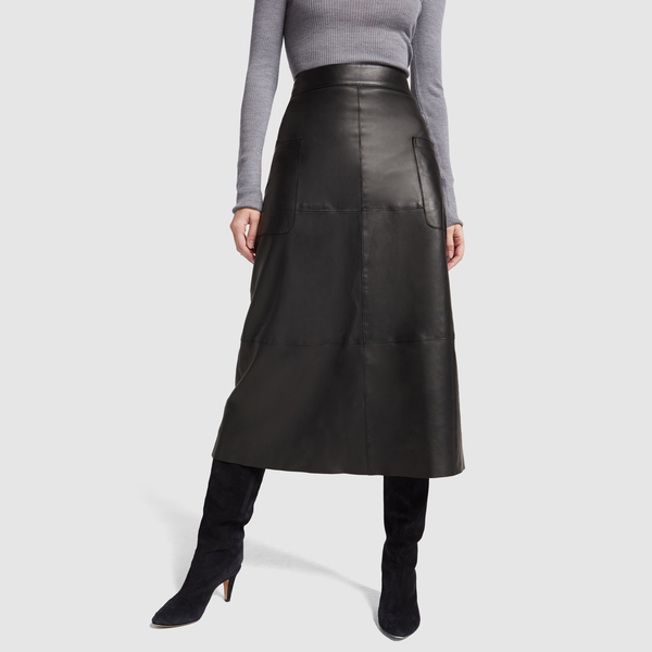 black leather a line skirt