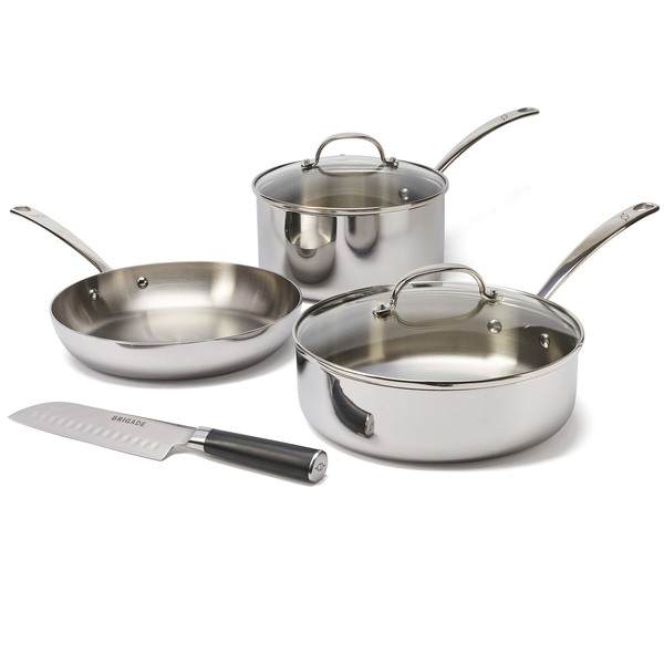 Brigade Kitchen  Stainless  Steel  Cookware 4 Piece Set  Goop