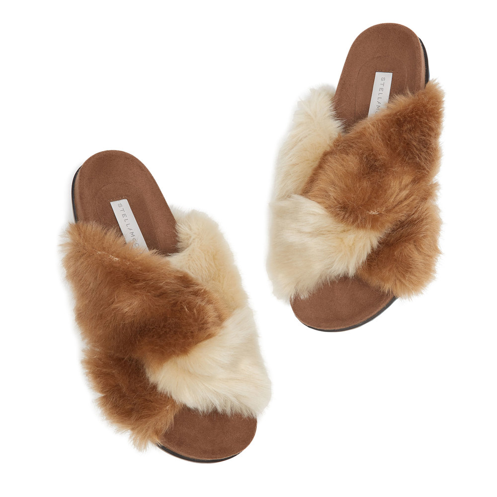 fur slide sandals