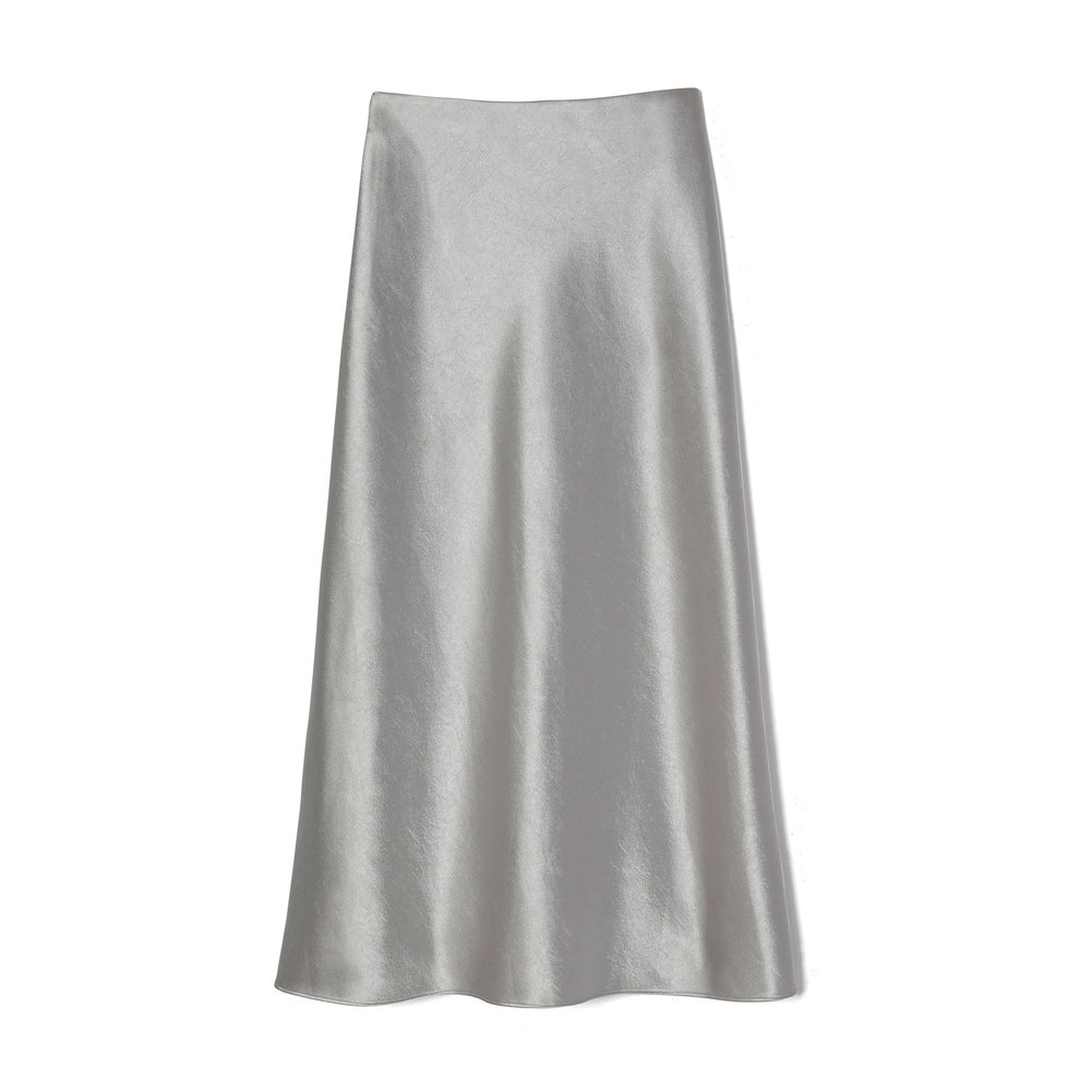 vince metallic satin slip skirt