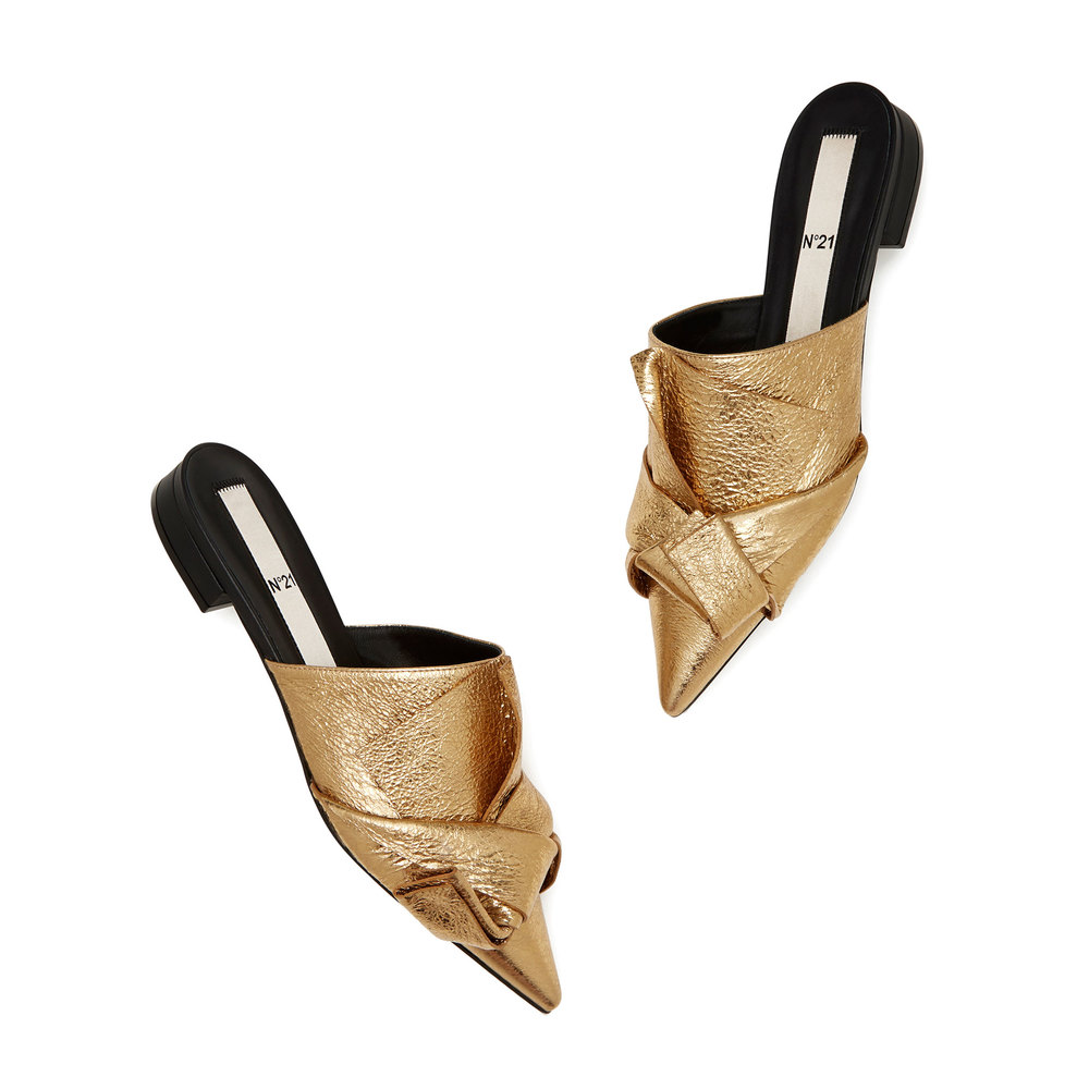 gold mule slippers