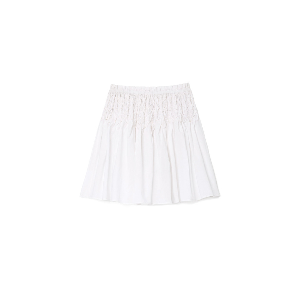 Shop Merlette Eden Skirt With Smocking At Waist In White,gold