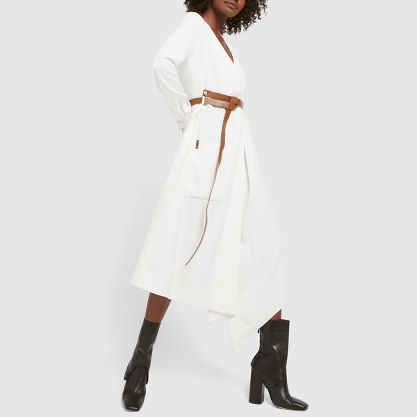 tibi wrap midi dress