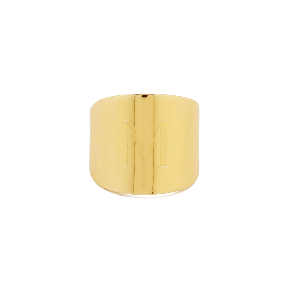 Sarah Chloe Lana Cigar Signet Ring In Yellow Gold, Size 7