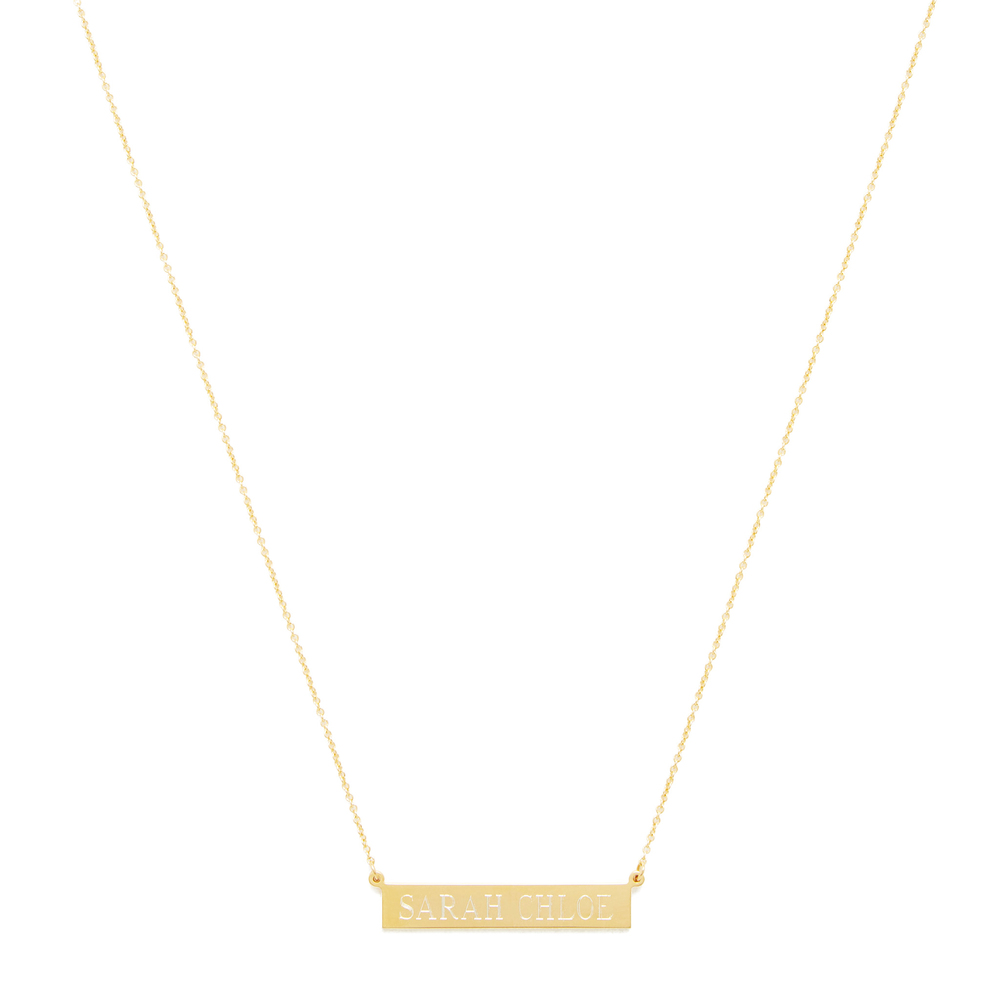 Sarah Chloe Leigh Id Name Necklace In Yellow Gold
