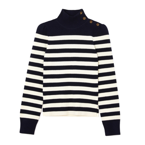 striped turtleneck sweater