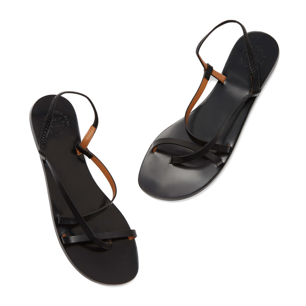 black leather sandals