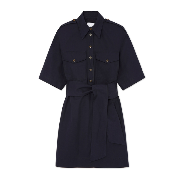 black utility shirt dress