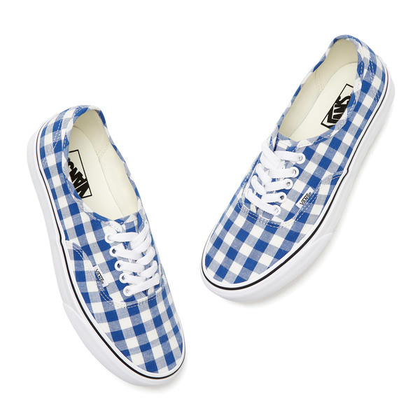 gingham vans slip ons black