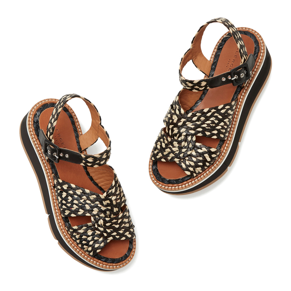 raffia flatform sandals