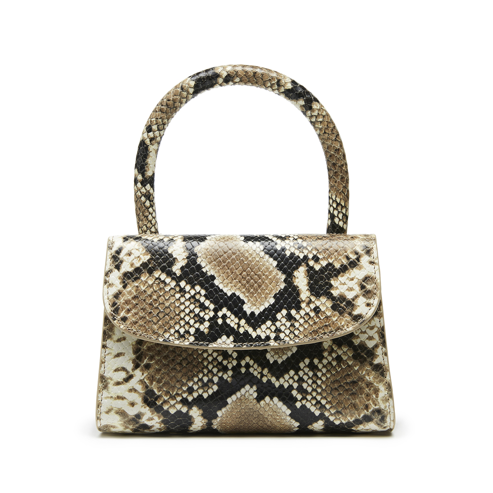 snake print shoes and bag