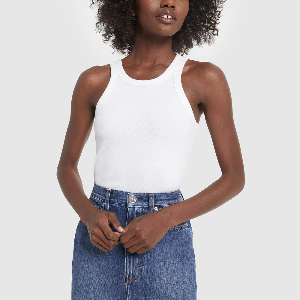 Totême Ribbed Cotton Blend Tank Top In White