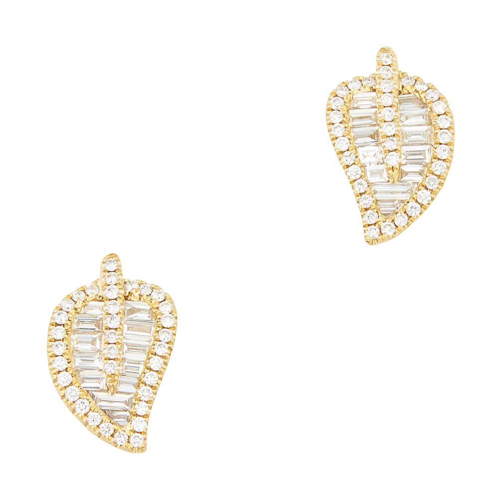 Anita Ko 18-karat Yellow-gold Leaf Stud Earrings In Yellow Gold,white Diamonds