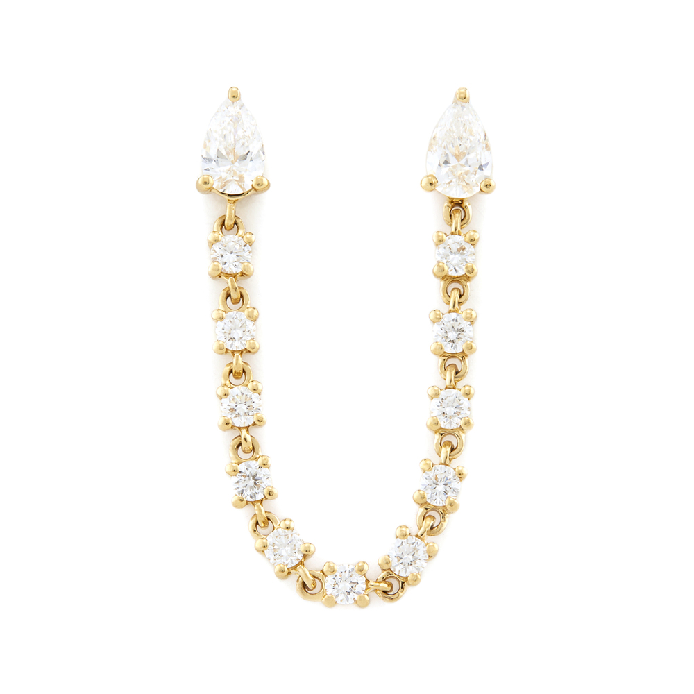 Anita Ko Double Pear Loop Earring In Yellow Gold,white Diamonds