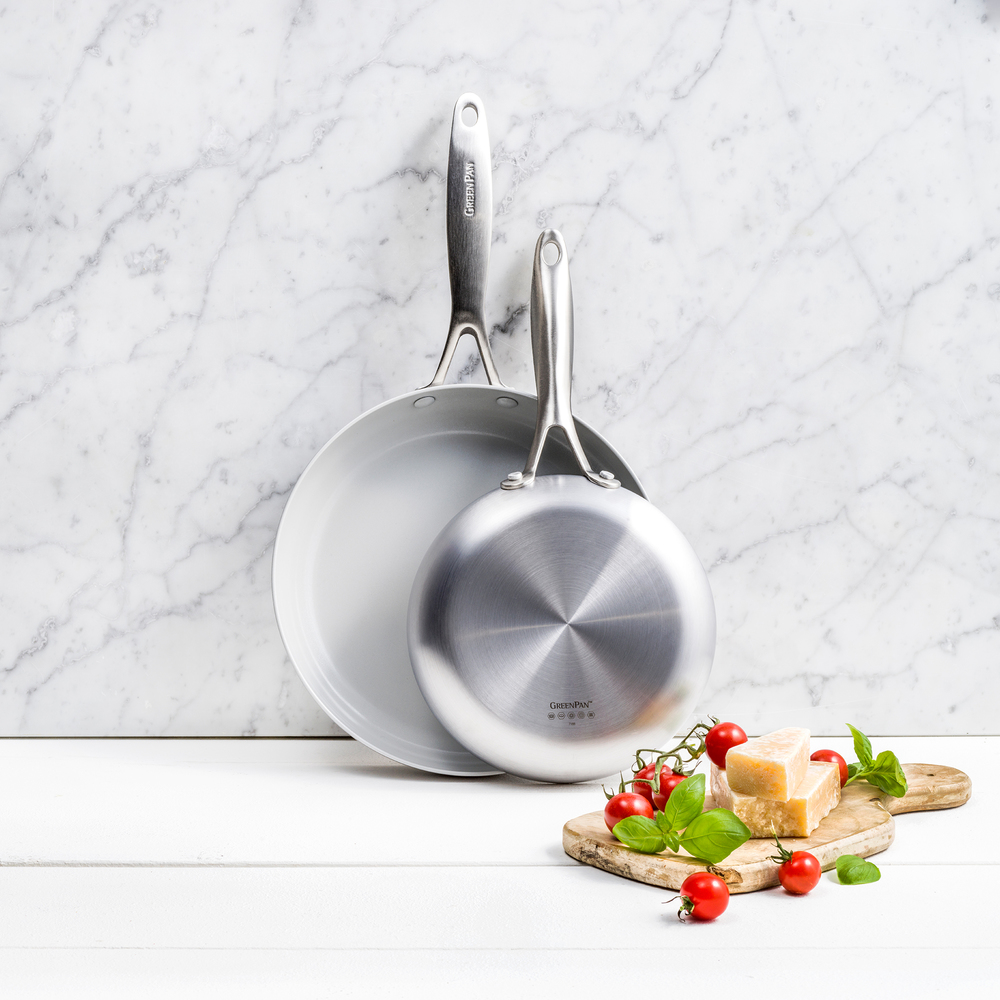 Greenpan Venice Pro Ceramic Nonstick Frypan Set Of 2 In Silver ModeSens