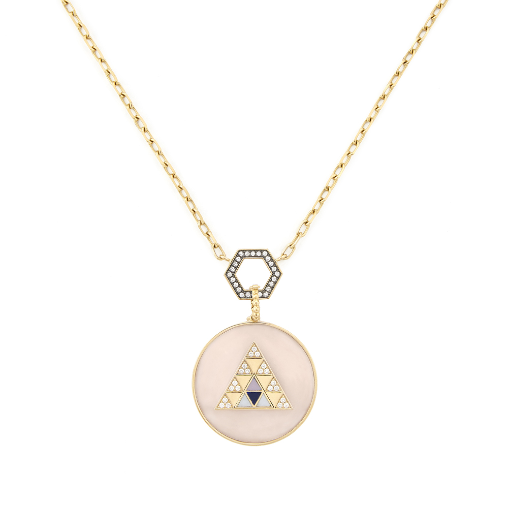 Harwell Godfrey Pink Opal Foundation Necklace In Yellow Gold,white Diamond,pink Opal