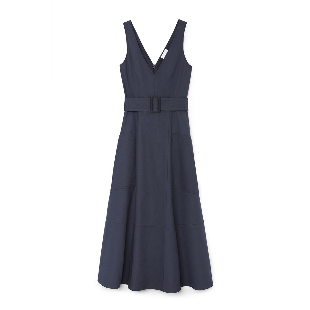 G. Label By Goop Lolo Belted Sundress In Navy, Size 4