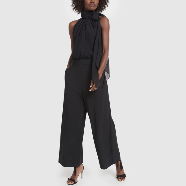 tie neck jumpsuit