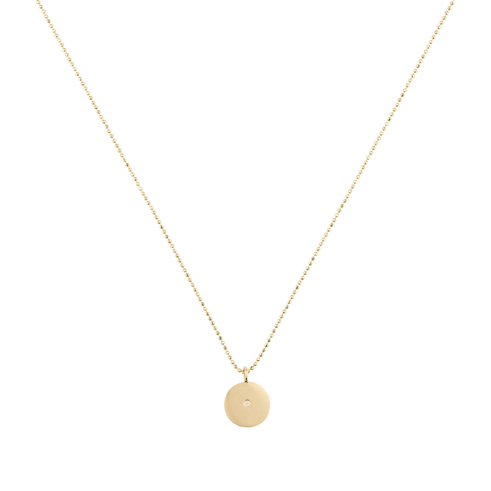 Ariel Gordon Jewelry Small Circle Pendant Necklace In Yellow Gold,white Diamond