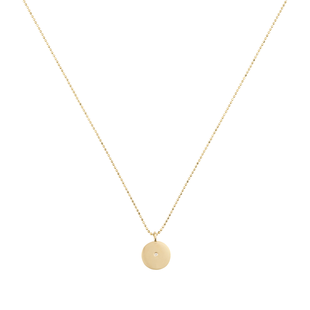 Ariel Gordon Small Circle Pendant Necklace in Yellow Gold/White Diamond | Women