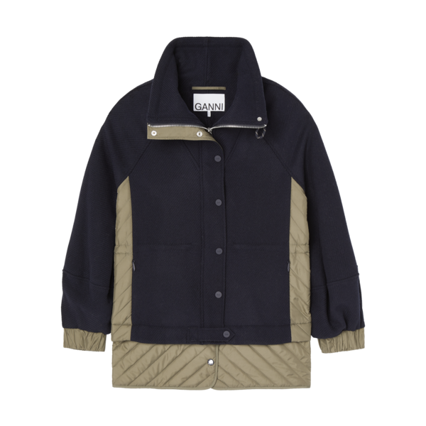 ganni tech wool reversible coat