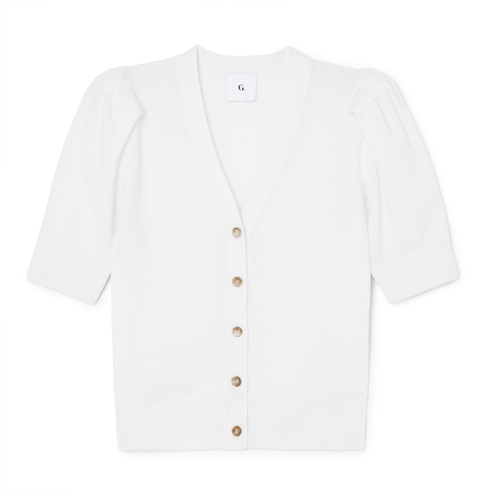 short sleeve white cardigan