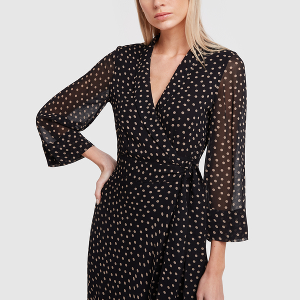 ganni printed georgette wrap dress