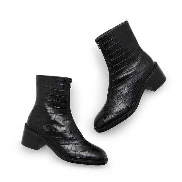 BY FAR Shoes Bruna Croc-Embossed Boots | Goop
