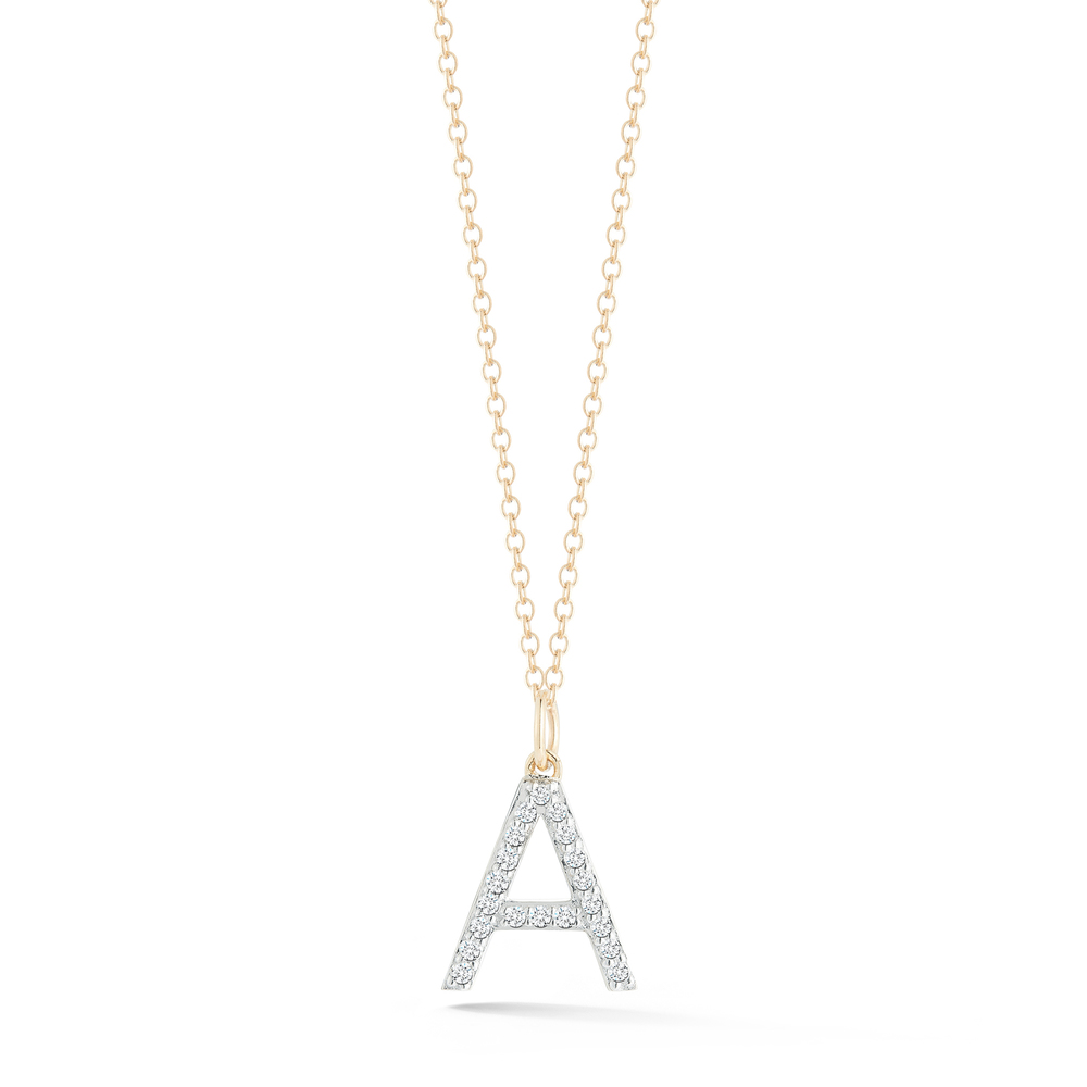 Mateo Diamond Initial Necklace In Yellow Gold/White Diamonds