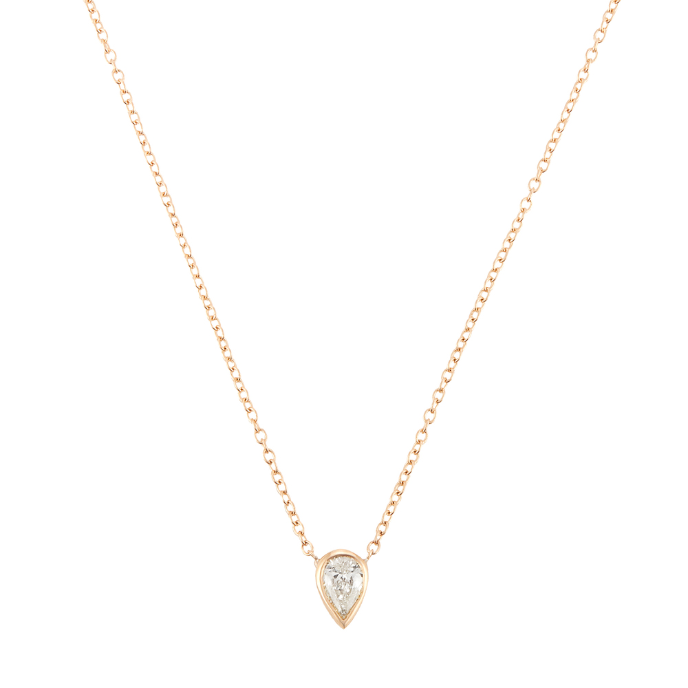 Sophie Ratner Teardrop Necklace In Yellow Gold,white Diamond