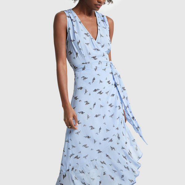 botanical georgette wrap dress