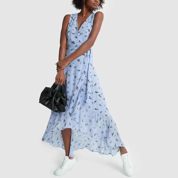 ganni blue wrap dress