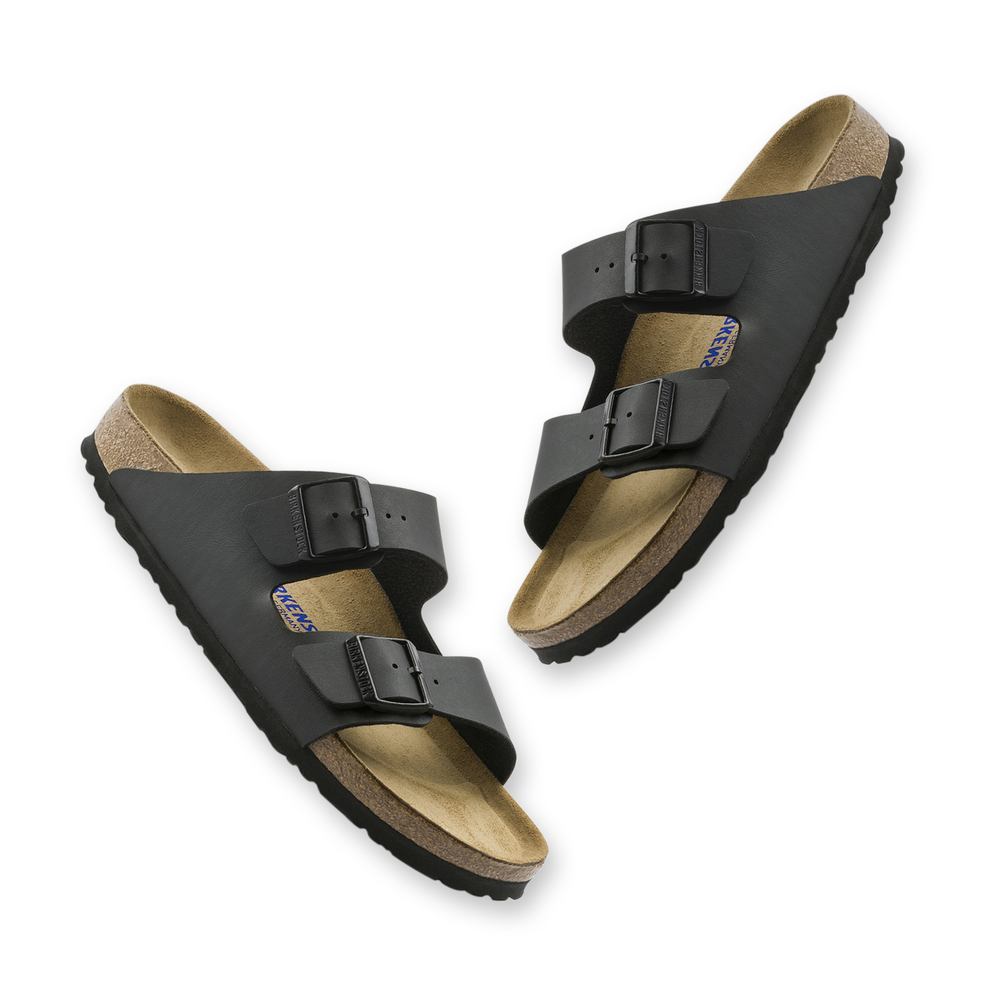 Birkenstock Arizona Soft Footbed Sandal In Black Birko-Flor, Size IT 38