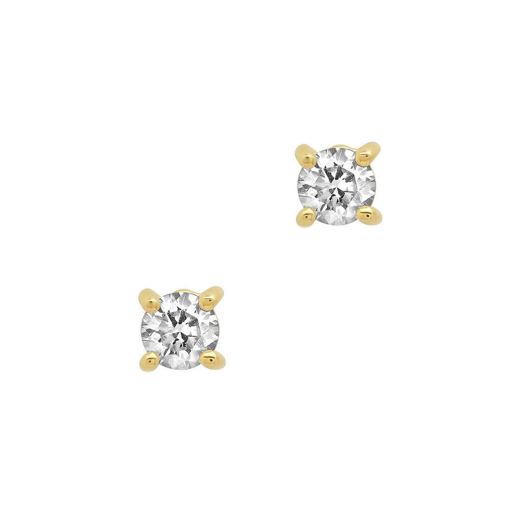 Eriness Diamond Stud Earrings In Yellow Gold,white Diamond