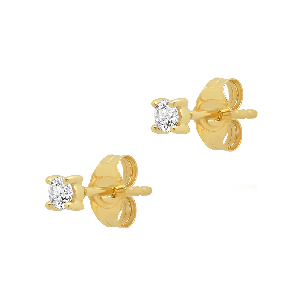 Eriness Diamond Stud Earrings In Yellow Gold/White Diamond
