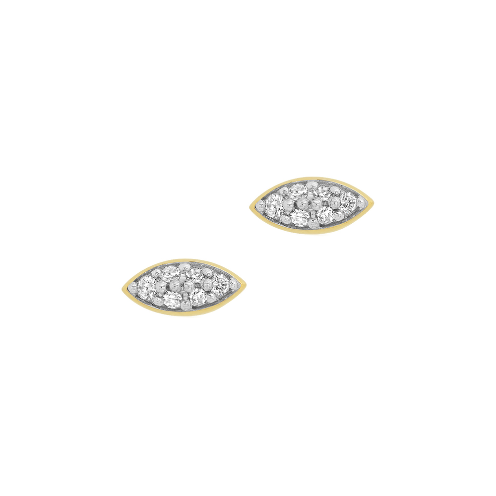 Eriness Diamond Evil Eye Stud Earrings In Yellow Gold/White Diamond