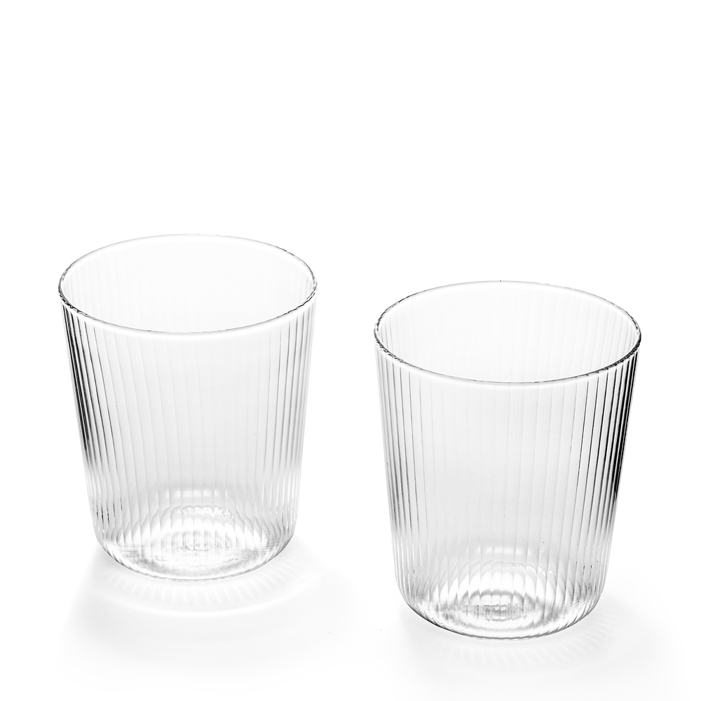 R+D.LAB Luisa Acqua Glasses, Set Of 2 In Ribbed Clear