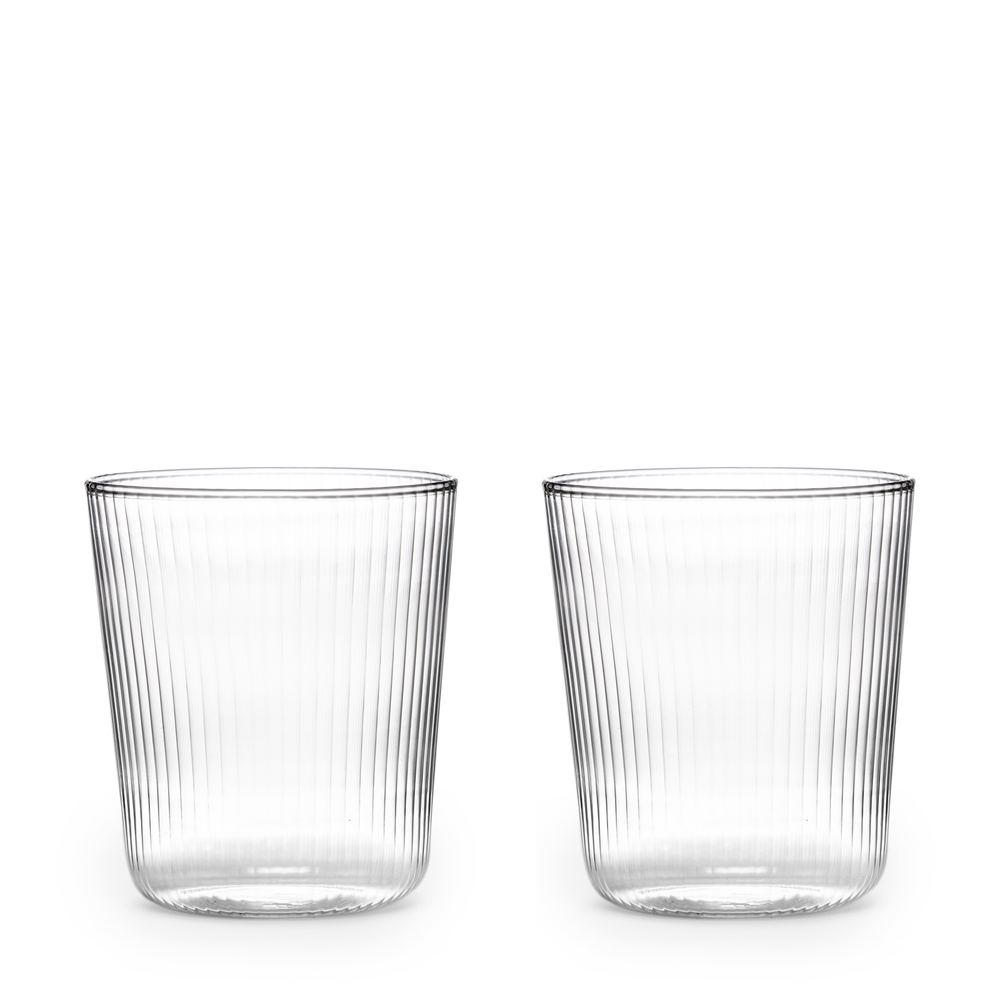 R+D.LAB Luisa Acqua Glasses, Set Of 2 In Ribbed Clear