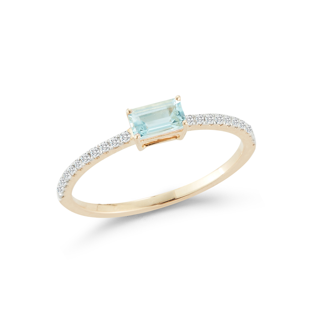 Mateo Emerald-cut Aquamarine Ring In Yellow Gold,aquamarine