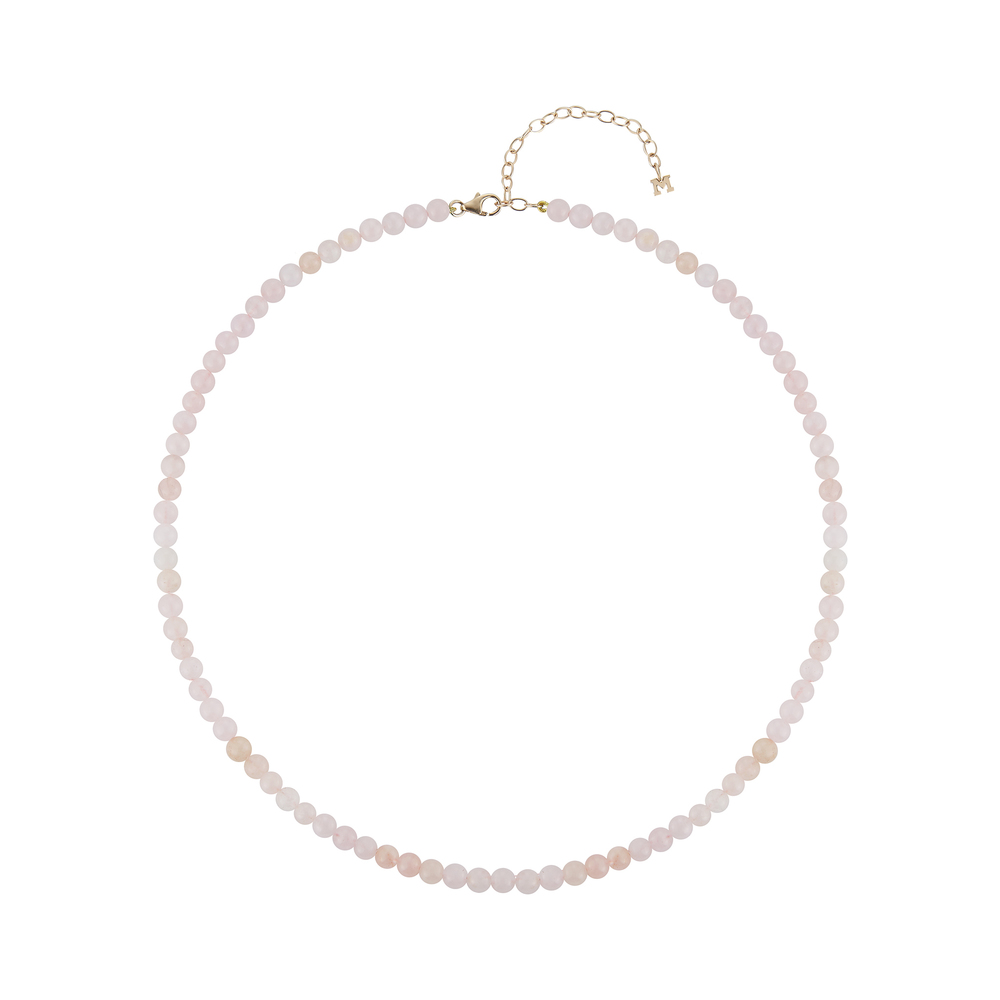 Mateo Rose Quartz Beaded Choker In Yellow Gold,rose Quartz