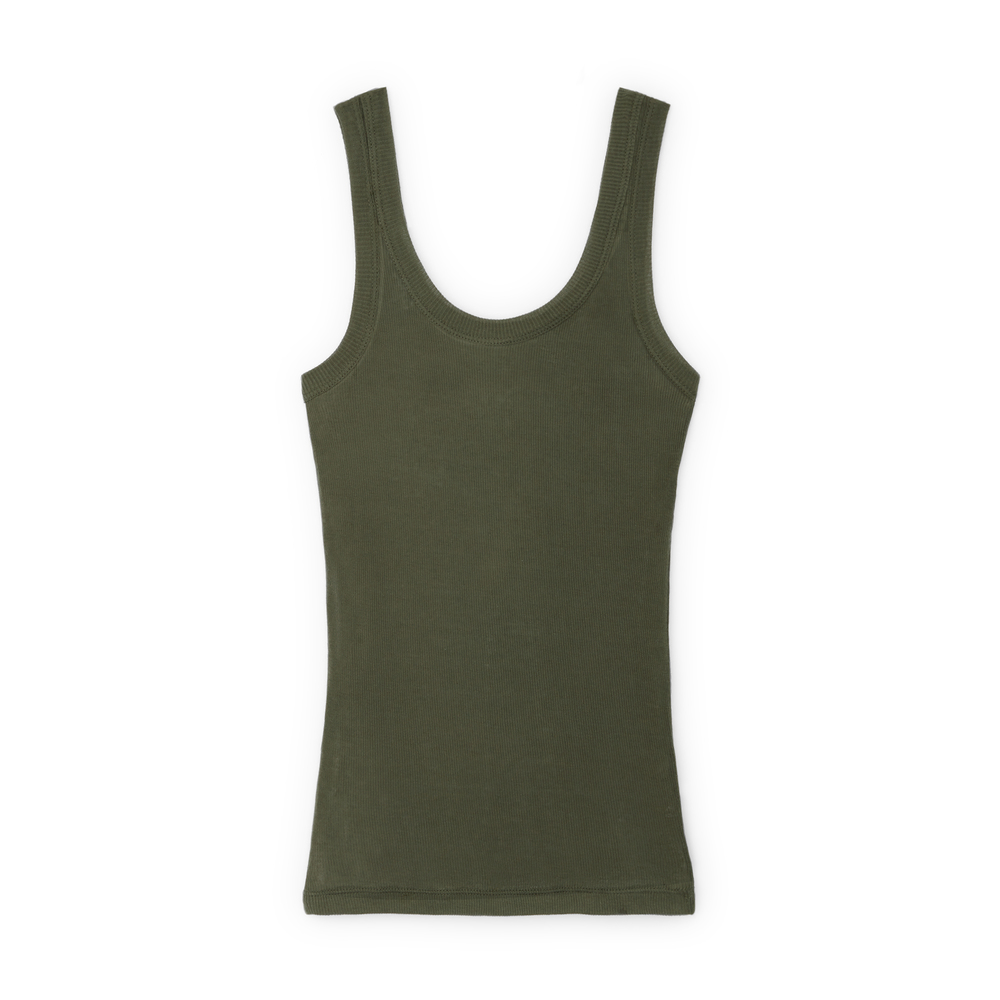 G. Label By Goop Lee Rib Tank In Army Green, Large